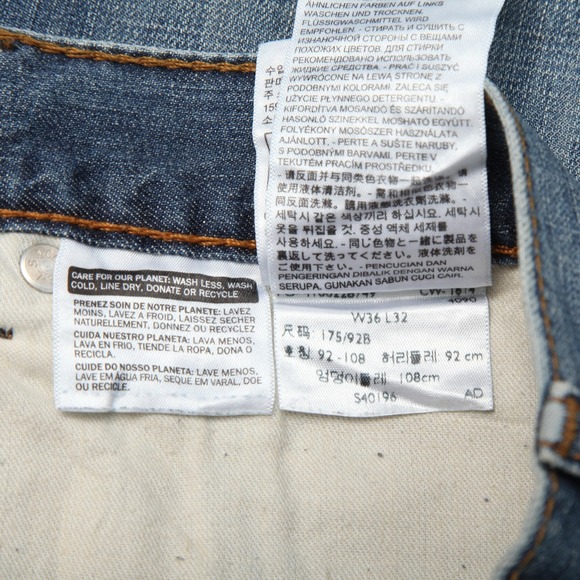 Levis 505 Jeans Mens 36x32 Blue Denim Straight Leg Medium Wash Classic Fit Pants - Picture 9 of 16